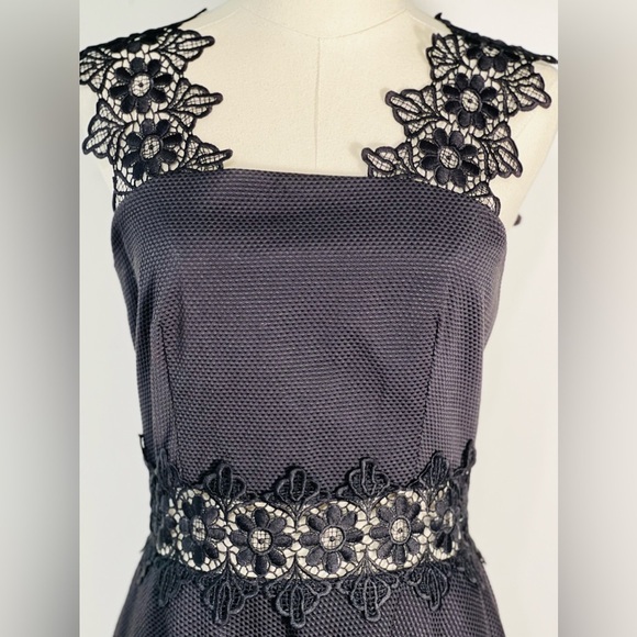 Ted Baker Monaa Lace Black Fit & Flare Midi Half Zip Dress Size 2 - Picture 5 of 13